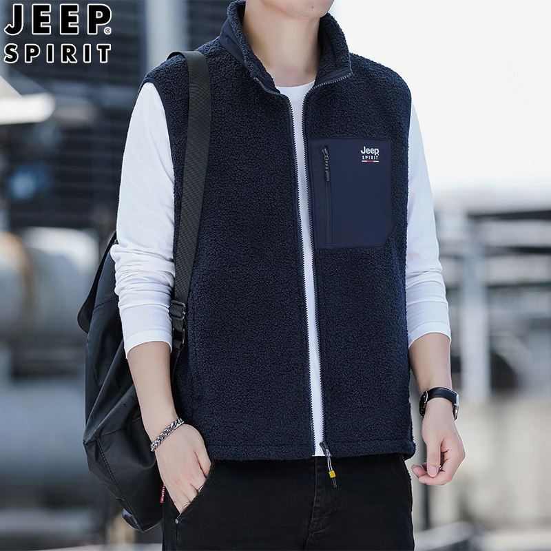 JEEPSPIRIT男加绒高领马甲