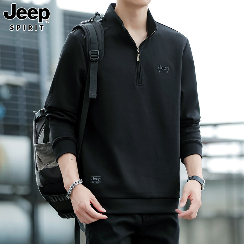 JEEPSPIRIT半拉链立领卫衣男