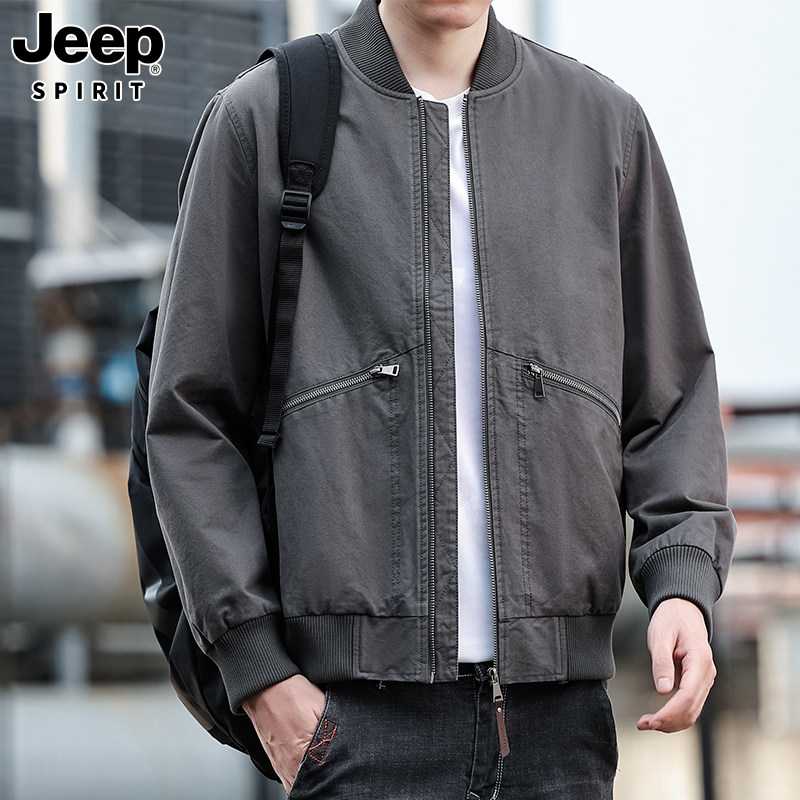 JEEPSPIRIT纯棉棒球领男夹克