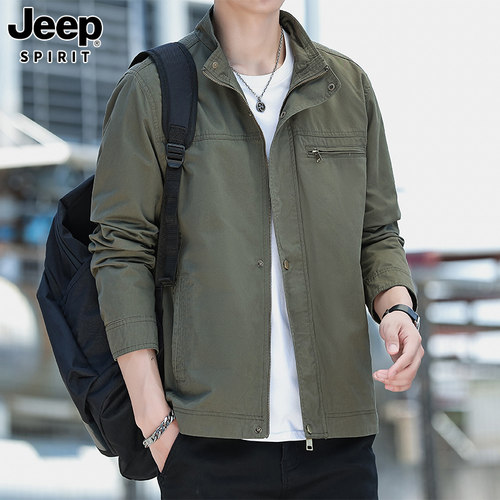 JEEPSPIRIT男士纯棉立领夹克