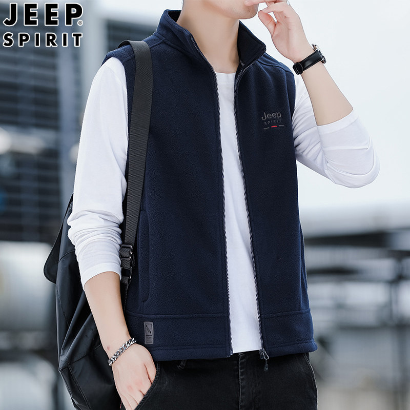 JEEPSPIRIT男摇粒绒保暖马甲