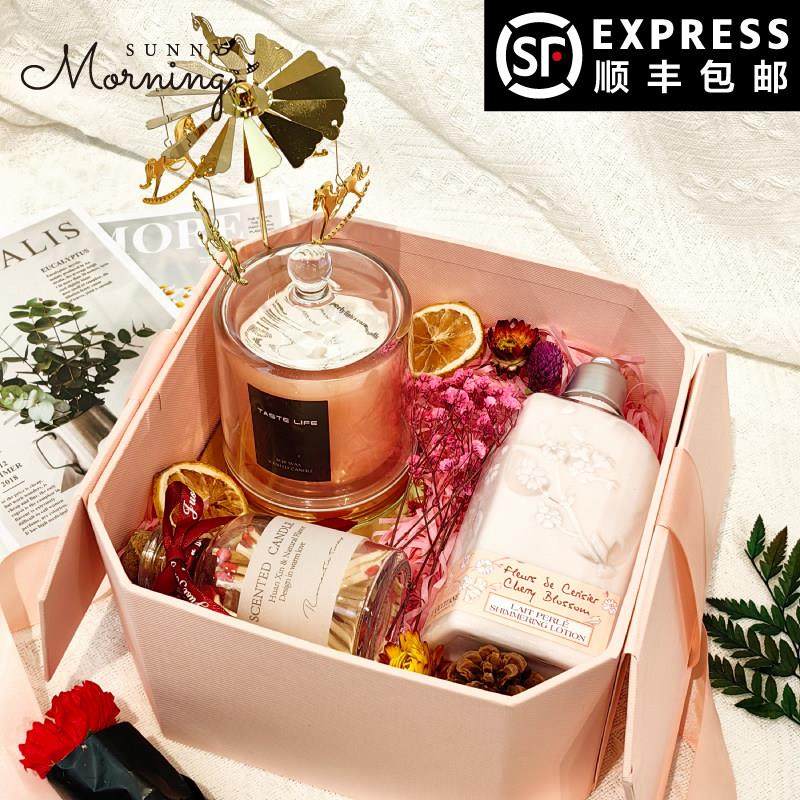 【浪漫花语】香薰蜡烛礼盒搭旋转托盘送闺蜜生日礼物公司员工礼物,家居饰品,香薰礼盒,淘宝优惠券,粉丝福利购,淘宝优惠卷