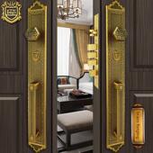 甲铜伟黄铜新中式 大实木门锁铜双开别墅门锁 豪华入口防盗门分体式