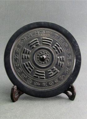 仿古青铜器黑漆古铜镜工艺品摆件高锡别墅装饰海兽葡萄镜古典装修