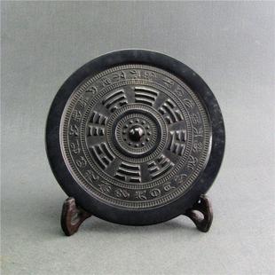 仿古青铜器黑漆古铜镜工艺品摆件高锡别墅装 修 饰海兽葡萄镜古典装