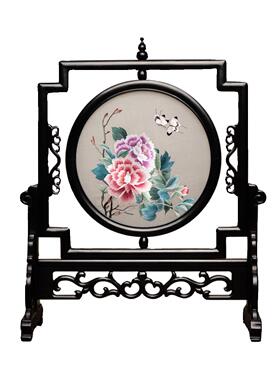 苏州绣美摆件中国风客厅装饰摆台特色双面刺绣工艺礼品送领导同事