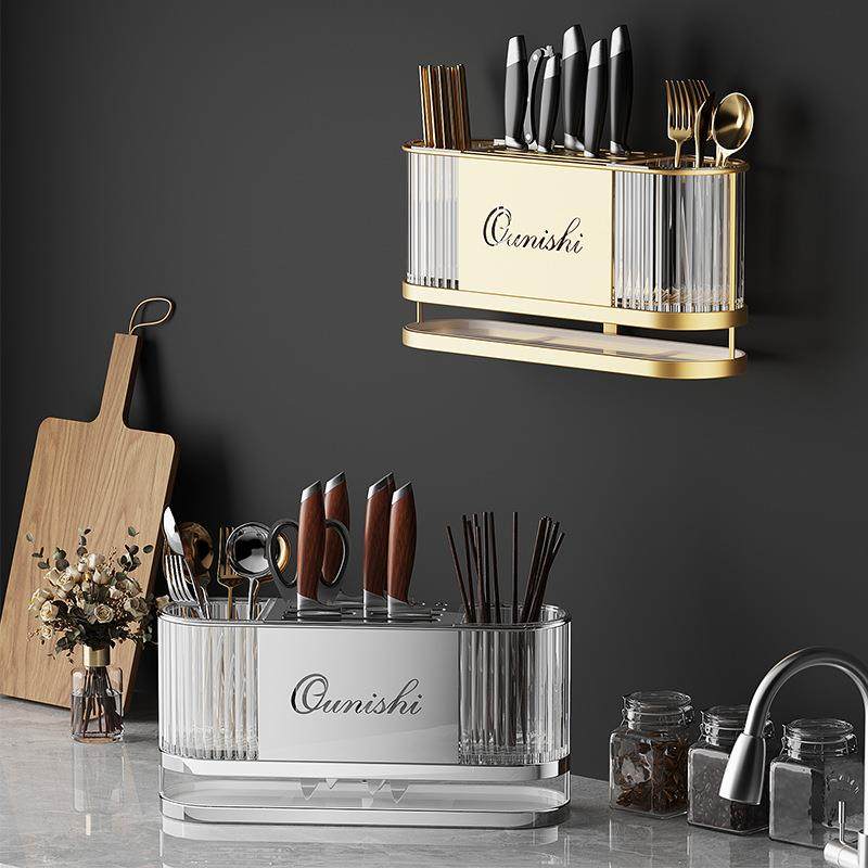 轻奢筷子筒壁挂沥水置物架透明筷子收纳盒厨房家用新款筷笼免打孔