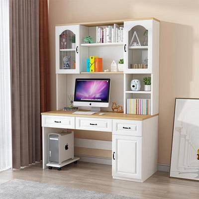 批书桌书架组合女孩卧室电脑桌家用儿童学习桌书柜一体实木写字桌