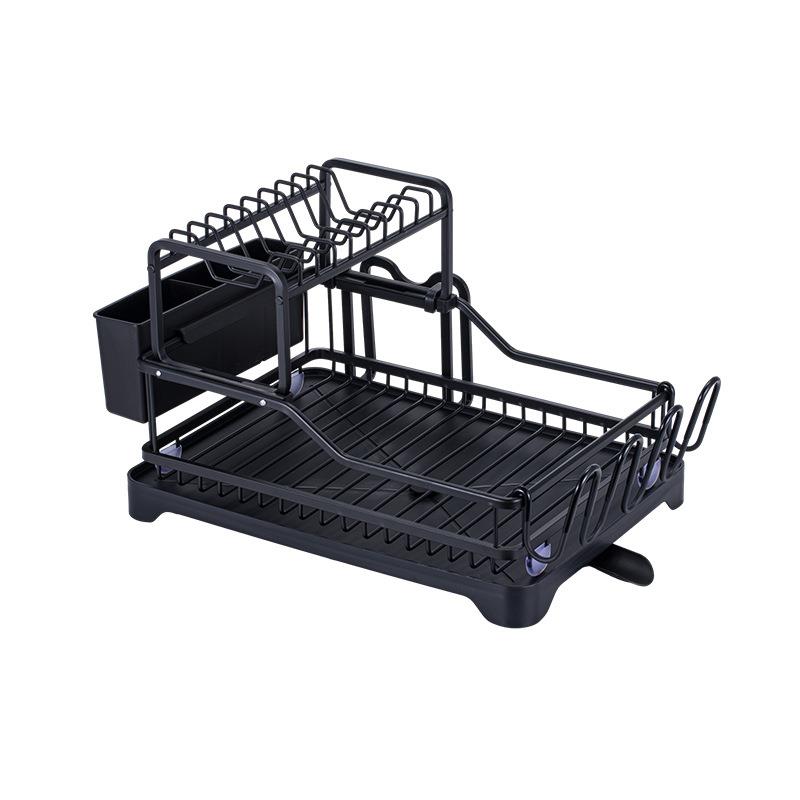 直销铝制厨房碟架铝合金双层加厚拆装沥水碗碟架厨房置物架