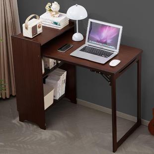 家用电脑桌学习桌子床边桌转角折叠书桌书架一体桌卧室用写字桌