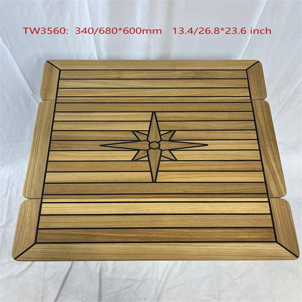 折叠侧翼式柚木桌面台面星形图案4个尺寸游艇房车船舶配件
