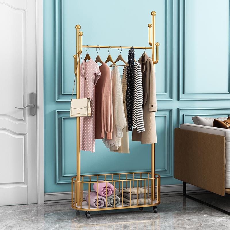 衣架卧室落地轻奢简约挂衣架家用房间衣服收纳架加粗可移动衣帽架