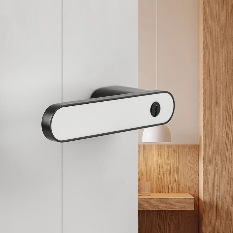 意式极简生态门锁家用室内木门一字型磁吸静音锁铝合金