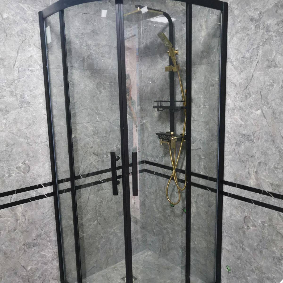 超极窄边一字型极简淋浴房平开门卫生间干湿分离玻璃隔断浴室沐浴