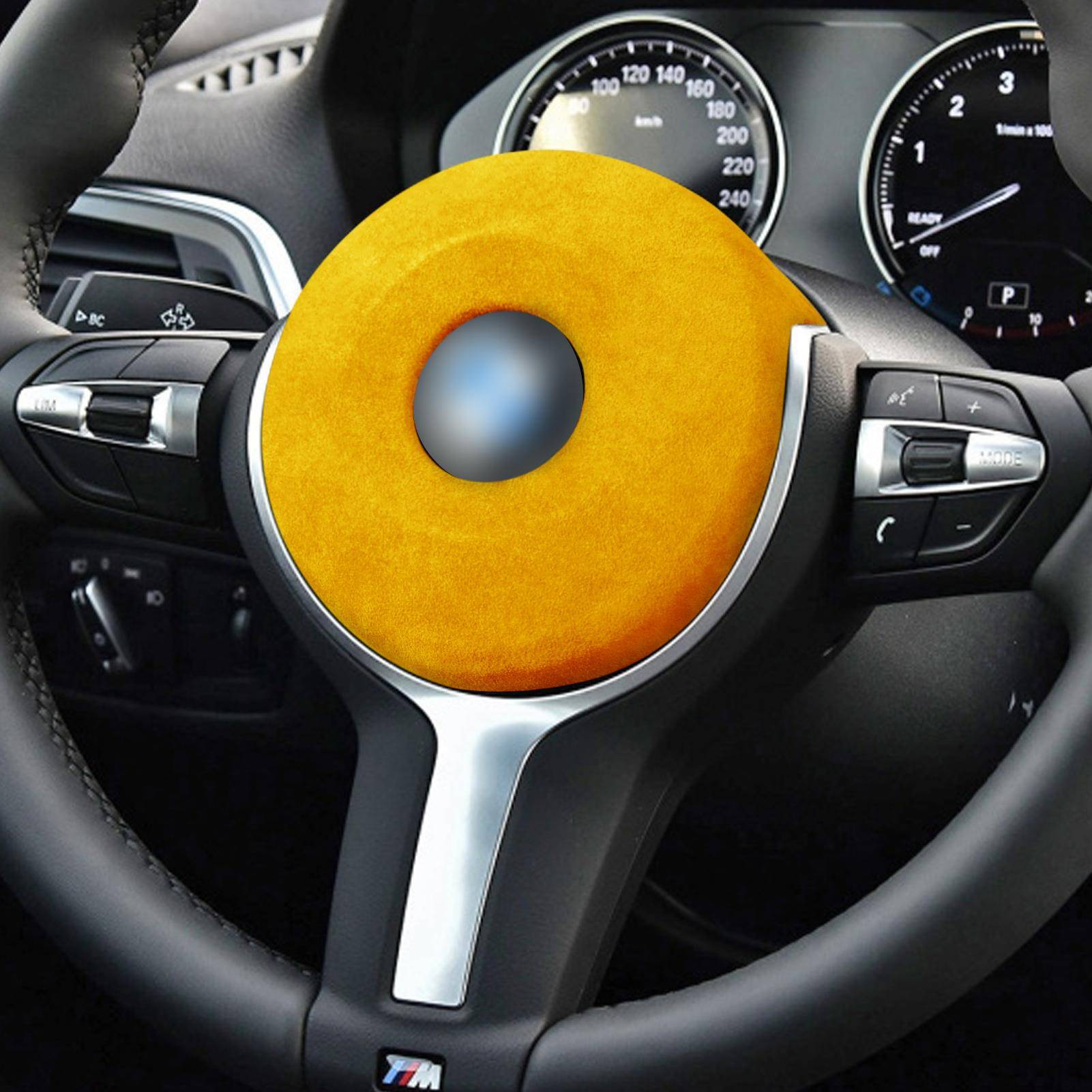 适用于宝马F底盘Suede翻毛皮方向盘中央装饰壳汽车内饰改装配件