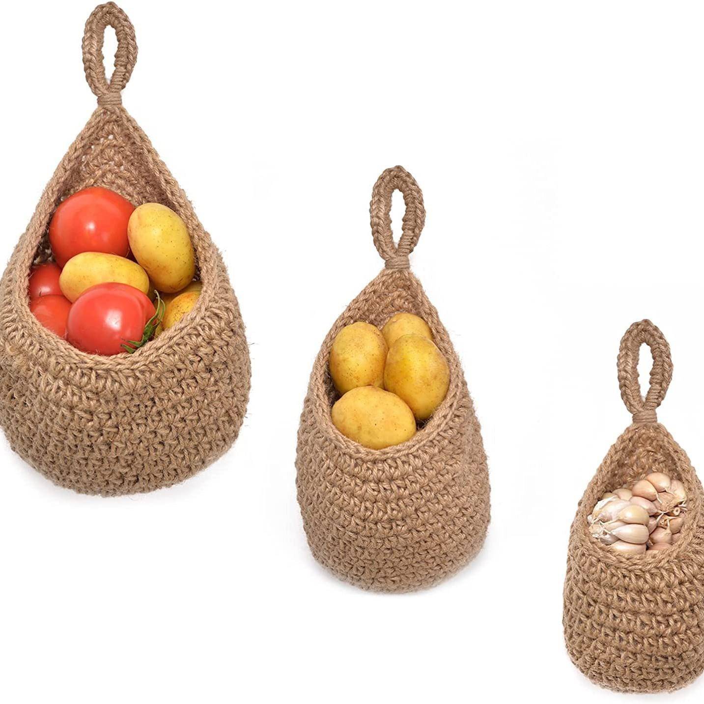 手工编织棉绳蔬果网兜悬挂式水果篮麻绳蔬菜收纳网置物网吊篮