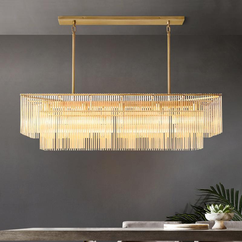 昊爽灯饰出口北美rh美式简约高档全铜餐厅吊灯别墅厨房岛台灯具