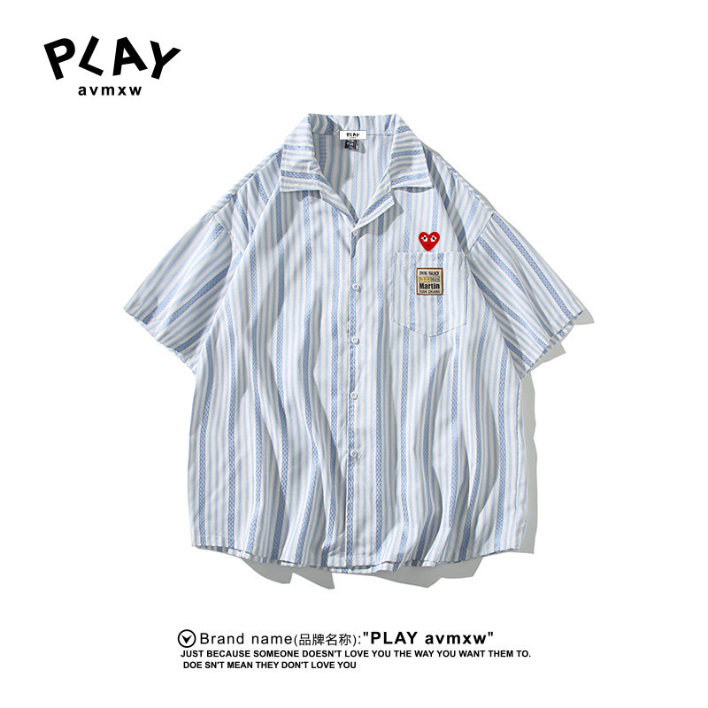 PLAYAVMXW条纹印花冰丝短袖衫