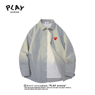 春秋季 新款 情侣款 PLAY 百搭条纹长袖 官方衬衫 潮牌时尚 衬衣 AVMXW