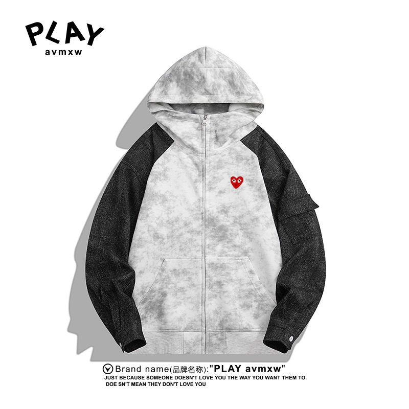 PLAY AVMXW 官方开衫连帽卫衣秋冬季新款男女款扎染泼墨脏脏上衣