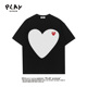 AVMXW 官方T恤夏季 情侣潮牌爱心刺绣印花圆领休闲宽松短袖 PLAY 衫