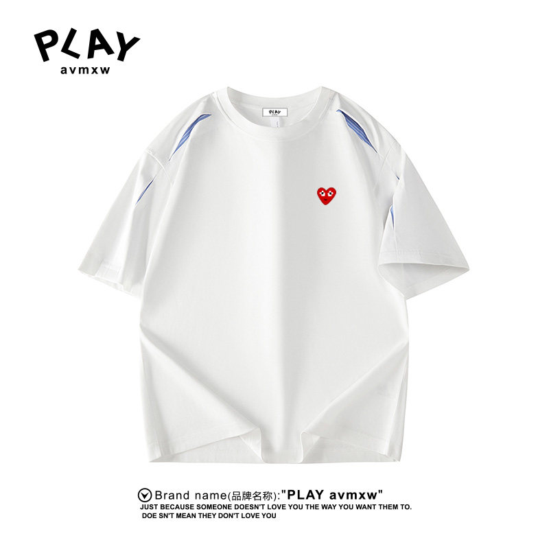 PLAYAVMXW美式拼接情侣T恤