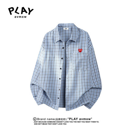 PLAY AVMXW 官方衬衫春秋季美式翻领男女款拼接休闲宽松衬衣外套