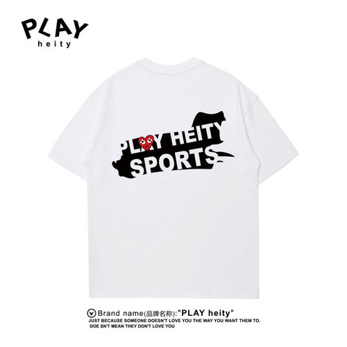 PLAY HEITY 官方纯棉印花宽松短袖T恤男女2024夏季爱心情侣装上衣