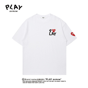 PLAY AVMXW 官方T恤男女2025年夏季新款爱心刺绣印花圆领纯棉上衣