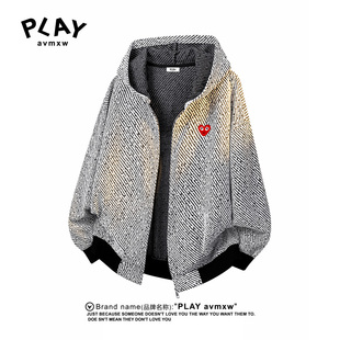 男女款 PLAY 新款 官方连帽夹克秋冬季 潮牌休闲宽松毛呢外套 AVMXW