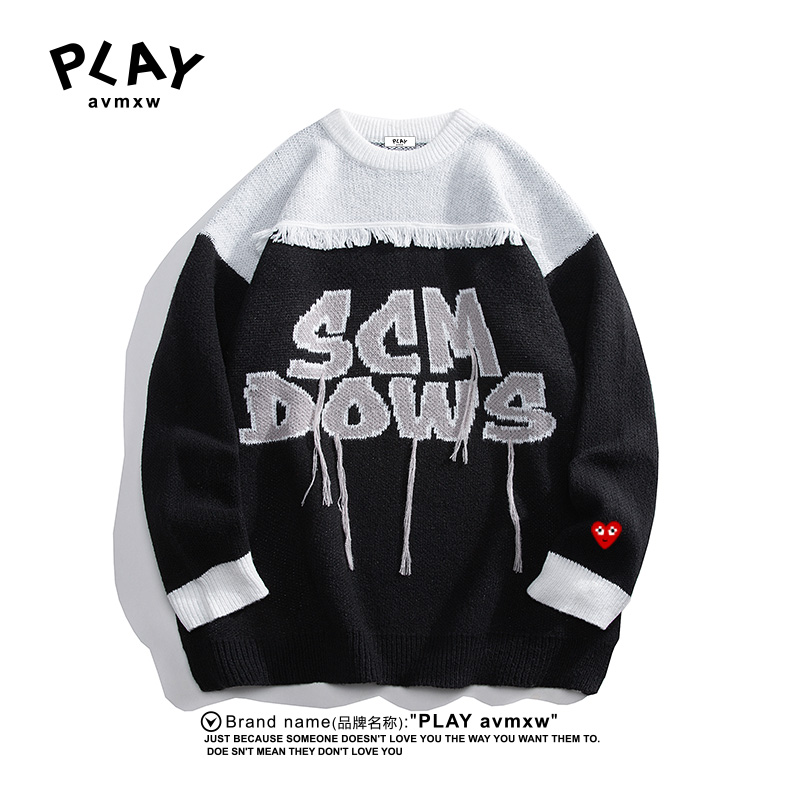 PLAYAVMXW宽松休闲百搭圆领毛衣
