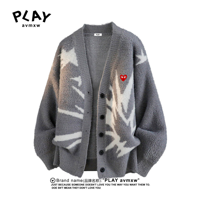 PLAYAVMXW休闲提花水貂绒针织衫