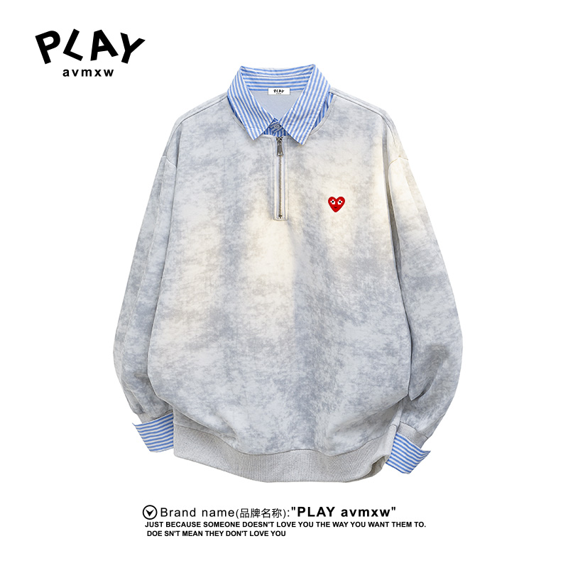 PLAYAVMXW假两件拉链衬衫领上衣