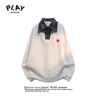 AVMXW 潮牌时尚 官方卫衣秋季 情侣款 宽松假两件翻领上衣 新款 PLAY