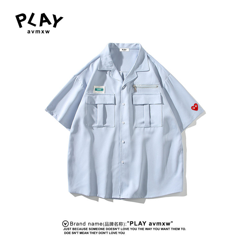 PLAYAVMXW纯色冰丝翻领短袖衫图片
