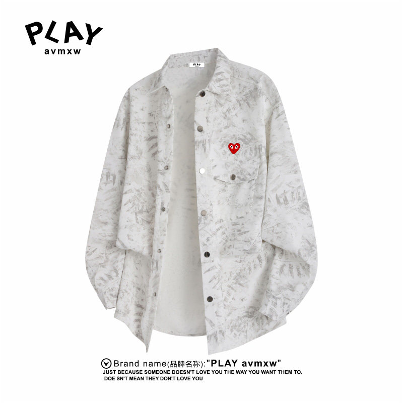 PLAY AVMXW 官方长袖衬衫秋冬季新款情侣款潮牌休闲翻领印花衫衣