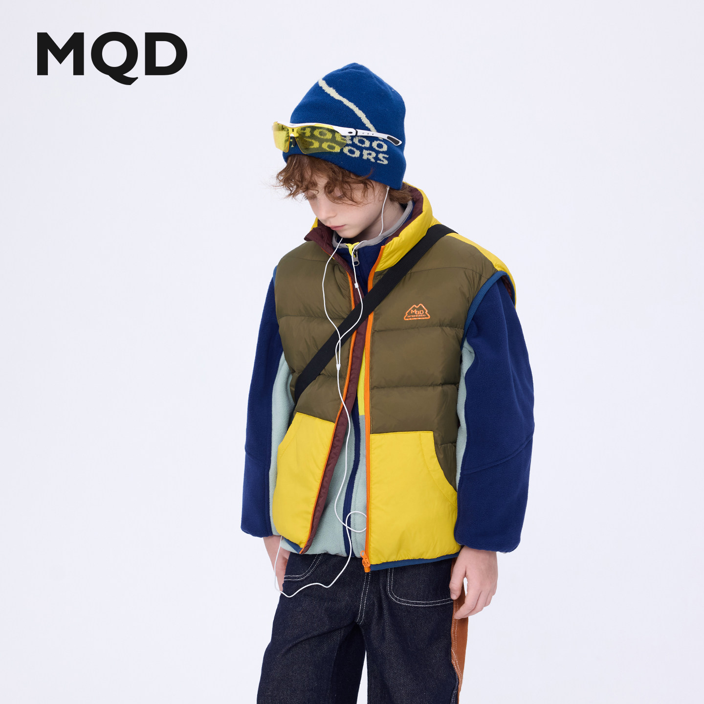 MQD男童拼色立领保暖羽绒马甲图片