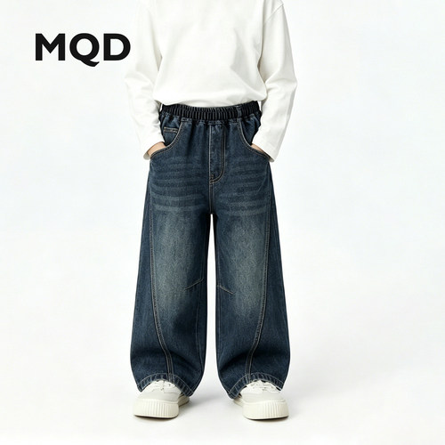 MQD男童学院风宽松牛仔裤