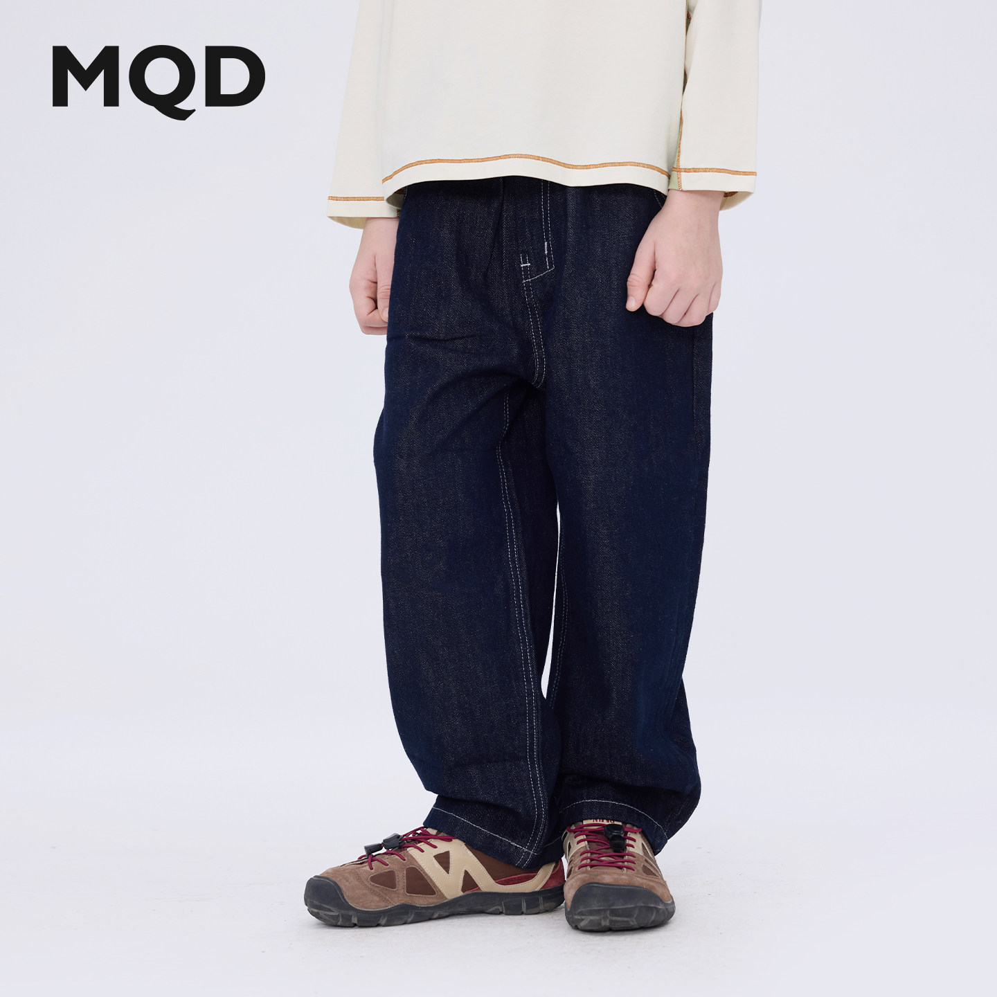 MQD男童宽松阔腿软牛仔长裤图片