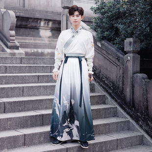 出租汉服男款魏晋武侠交领古装书生毕业季运动男女开幕式班服租赁