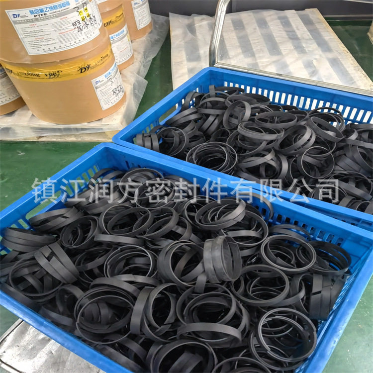 供应黑色加工四氟填充改性制品 PTFE环 开口挡圈 导向环 压缩机配