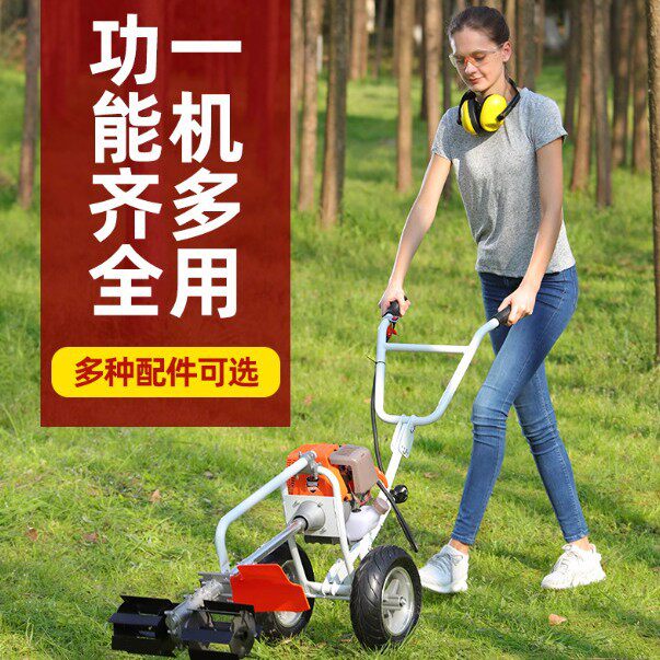 新款手推式割草机汽油小型家用多功能农用汽油松土锄草除草机工厂