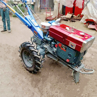 195型单缸手摇增速(电启动)水冷式手扶拖拉机 水旱田土地管理机