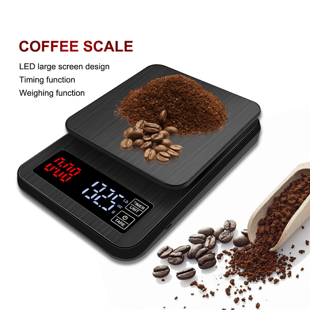 批发不锈钢计时咖啡秤电子台秤 迷你厨房秤10kg/1g计时秤5kg/0.1