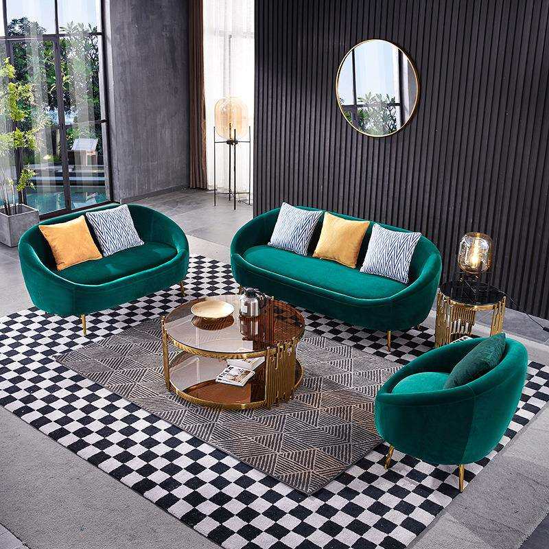 轻奢后现代布艺沙发简约北欧弧形单双三人位组合小户型客厅整装