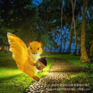 小区春节亮化led仿真松鼠树脂发光小松鼠造型灯庭院草坪装饰摆件