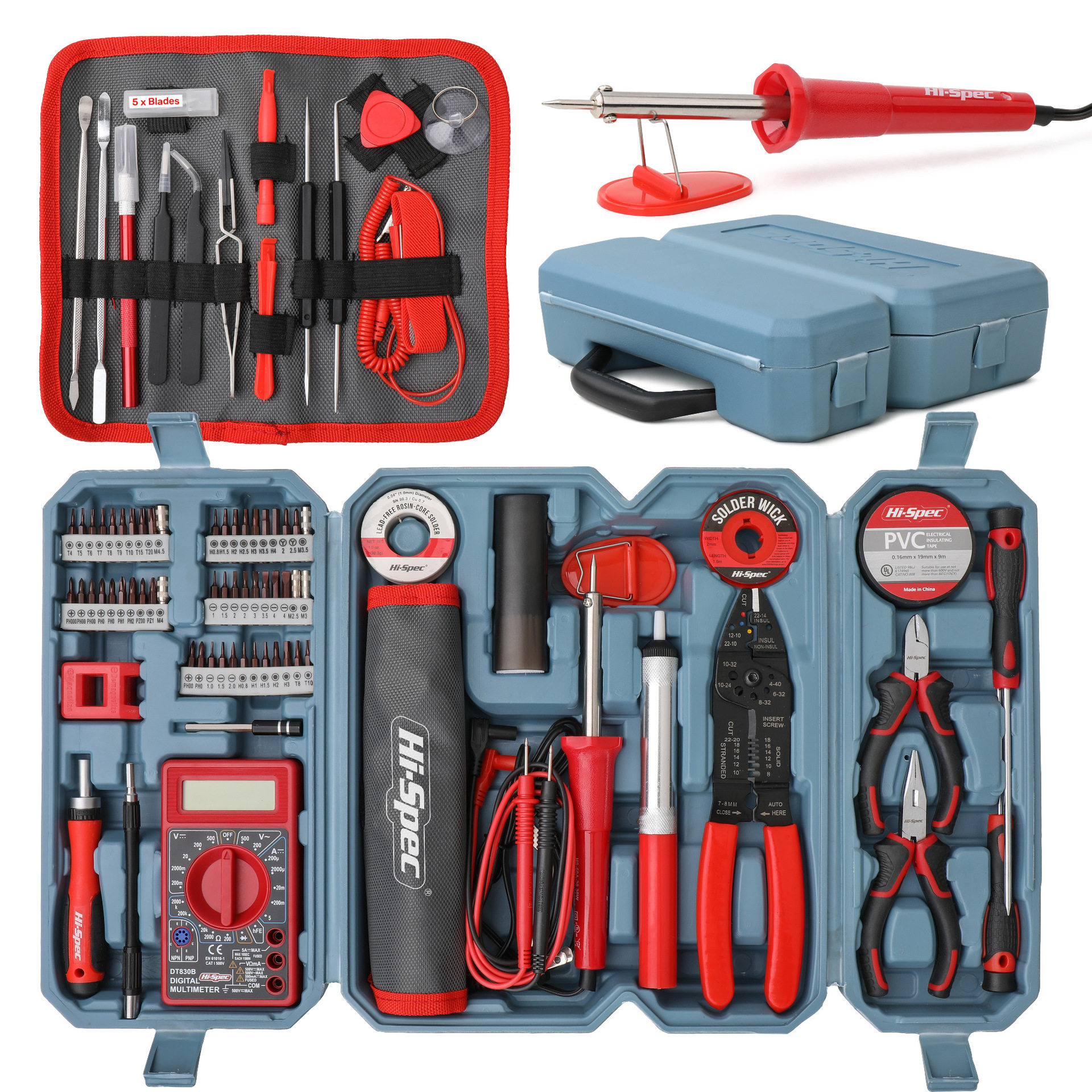 Hi-SPec 84件套电子工具套装电烙铁助焊工具电子组合工具
