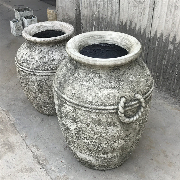 厂销创意北欧风格酒坛形状水泥花盆美陈组合花园户外园林摆设037