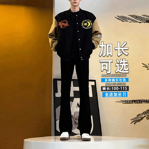 高街vibe黑色弯刀牛仔裤春秋款