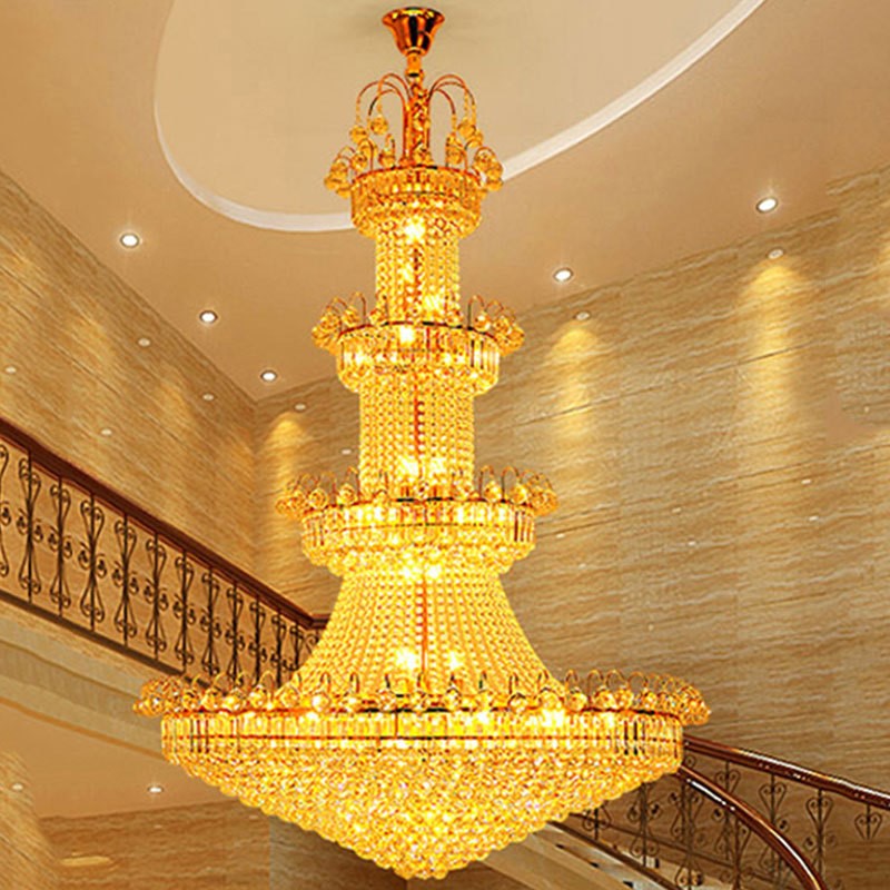 水晶吊灯别墅复式酒店客厅灯现代简约中空楼梯欧式灯具别墅专用